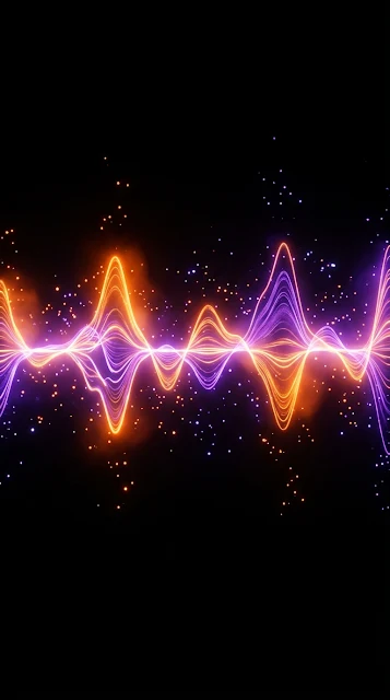 3D Neon Audio Waveform with Particle Dispersion - Free 4K & 8K mobile Wallpaper