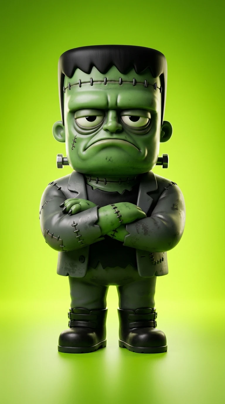 Download 3D Render of a Cute and Grumpy Green Frankenstein Monster Wallpaper in 4K UHD 3D Render of a Cute and Grumpy Green Frankenstein Monster - Free 8K and 4K mobile Wallpaper Background