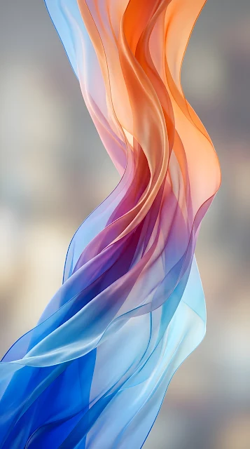 Abstract 3D Render of Multi-Colored Flowing Silk Layers and Smoke Patterns - Free mobile Wallpaper