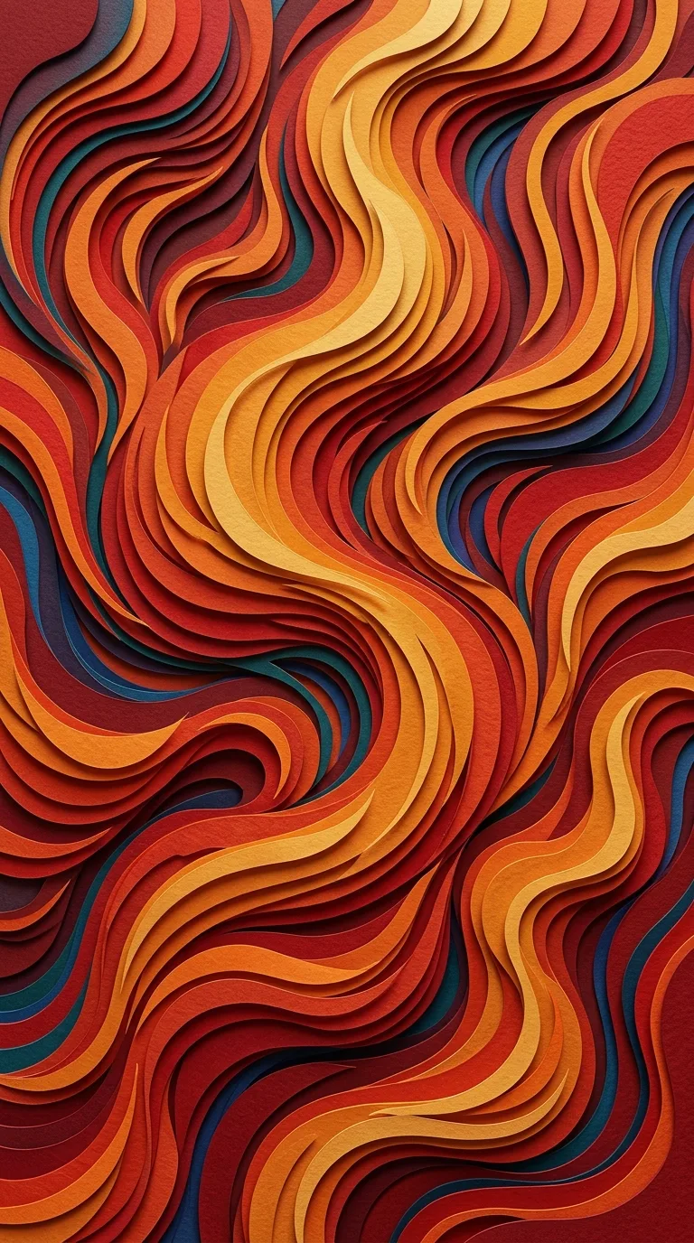 Download Abstract 3D Wave-Like Shapes in Warm Fire Tones and Blue Accents Wallpaper in 4K UHD Abstract 3D Wave-Like Shapes in Warm Fire Tones and Blue Accents - Free 8K and 4K mobile Wallpaper Background