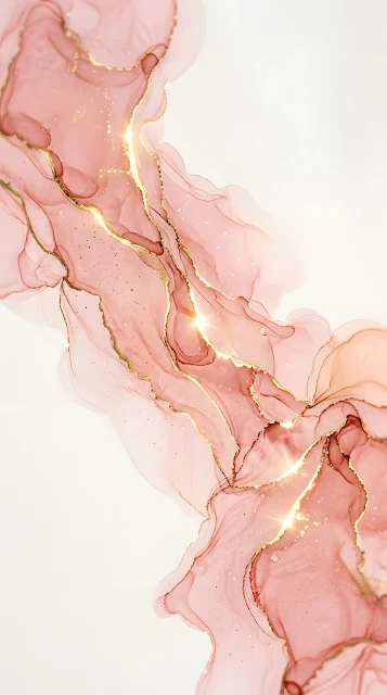 Abstract Alcohol Ink Blush Pink Gold Foil Background - Free mobile Wallpaper