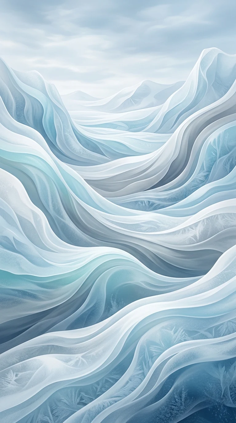Abstract Arctic Landscape with Icy Glacial Formations - Free 8K and 4K mobile Wallpaper Background