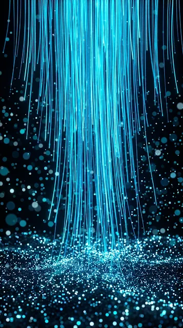 Abstract Bioluminescent Fiber Optic Strands and Particle Flow - Free 4K & 8K mobile Wallpaper