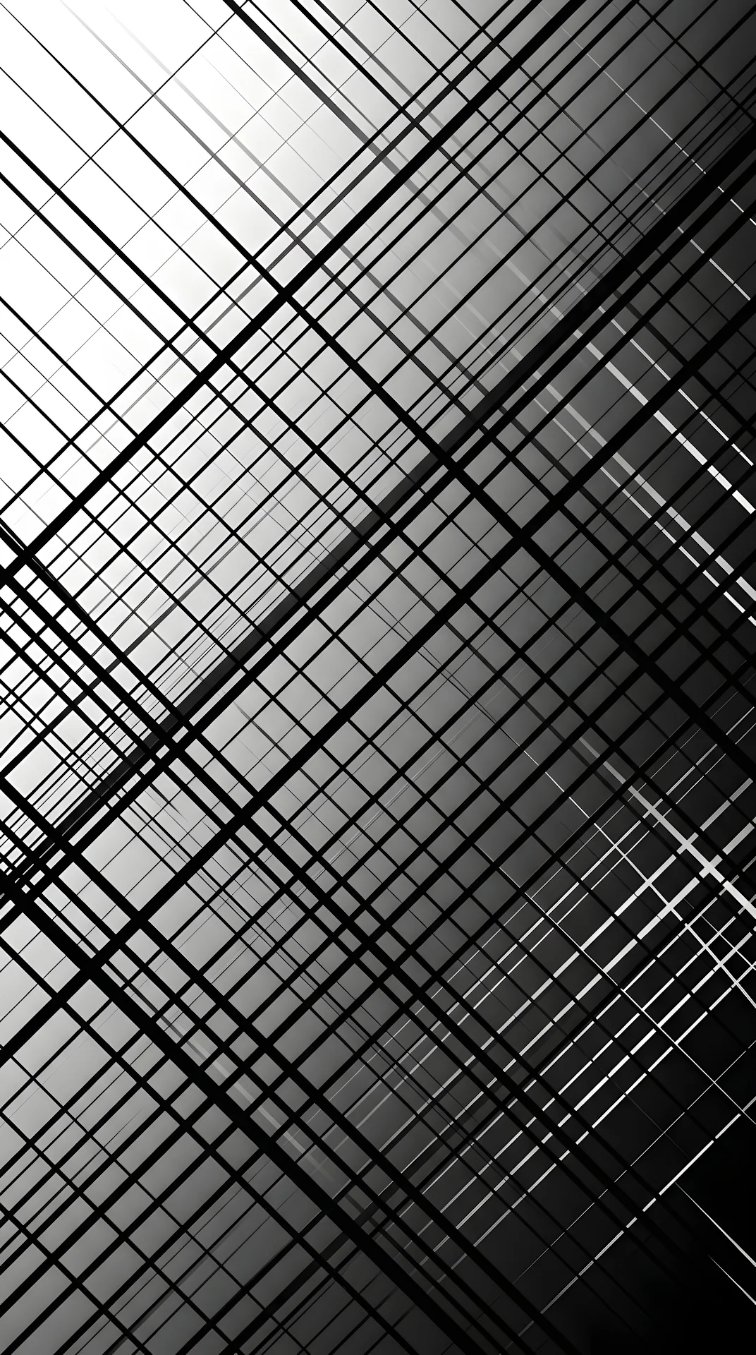 Abstract Black and White Diagonal Lattice Pattern with Lighting Gradient - Free 4K mobile Wallpaper