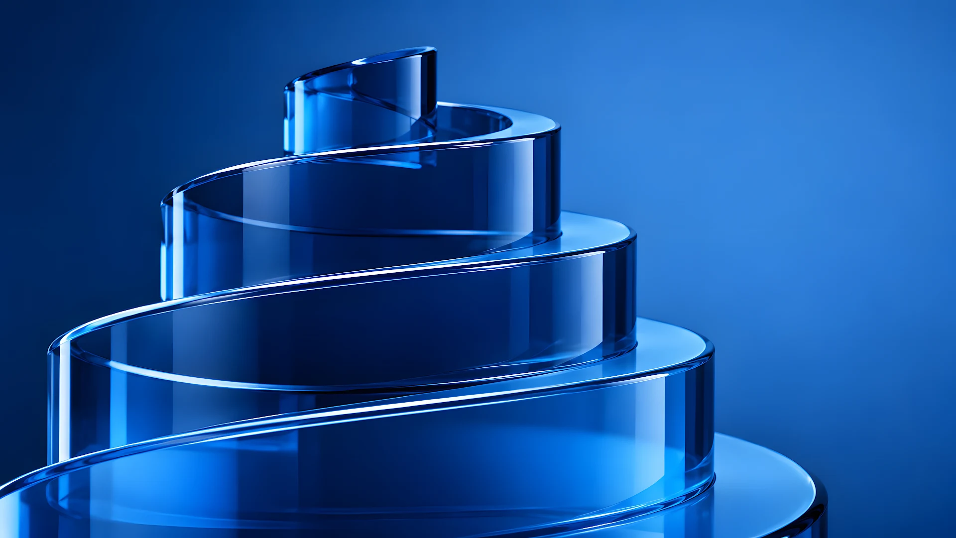 Abstract Blue Glass Swirling Spiral Structure Background - Free 4K desktop Wallpaper