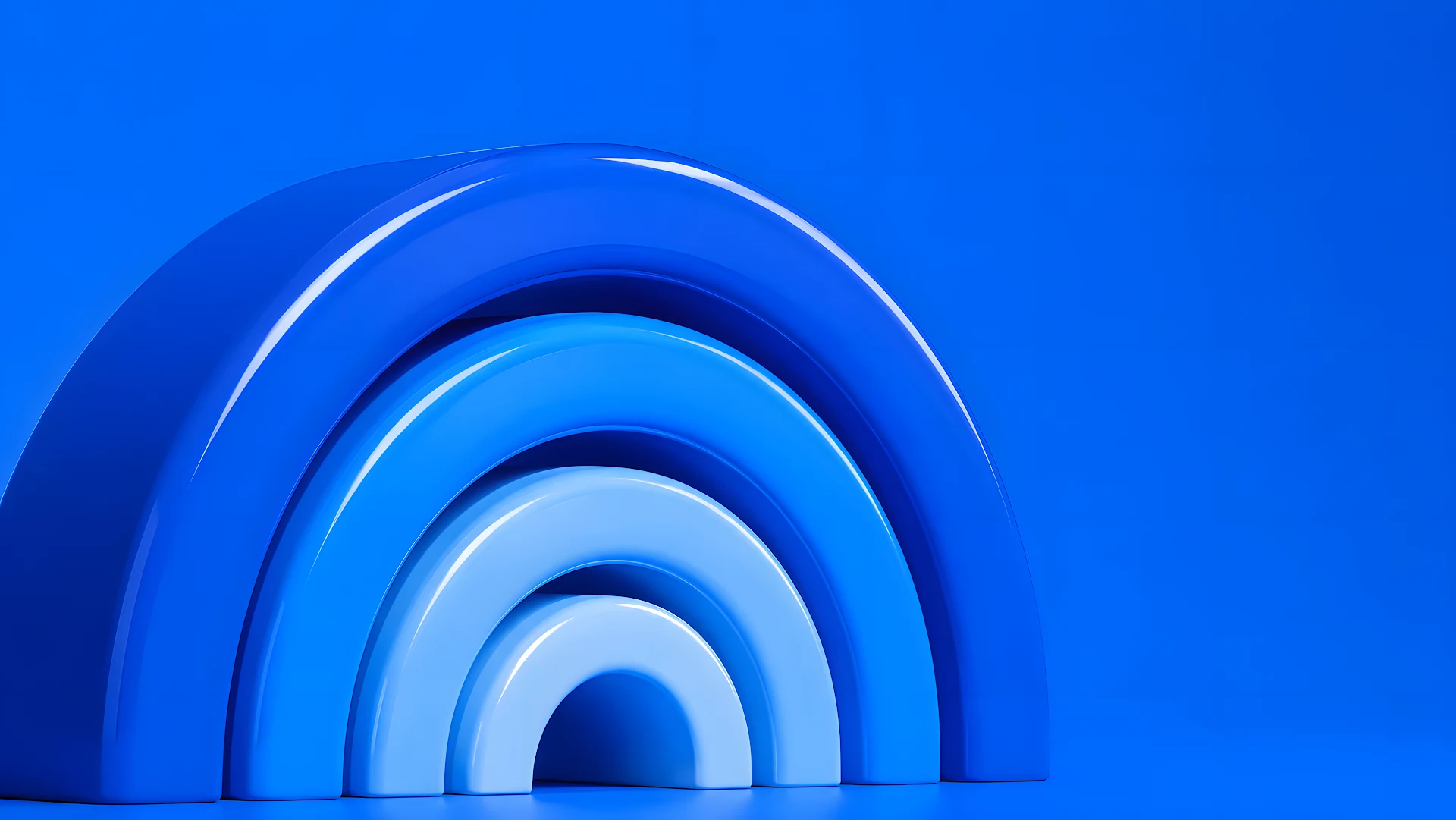 Abstract Blue Glossy Curved Arch Layers Background - Free 4K desktop Wallpaper