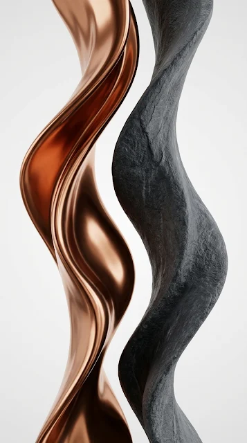 Abstract Bronze Metallic Fluid and Textured Slate Render - Free 4K & 8K mobile Wallpaper