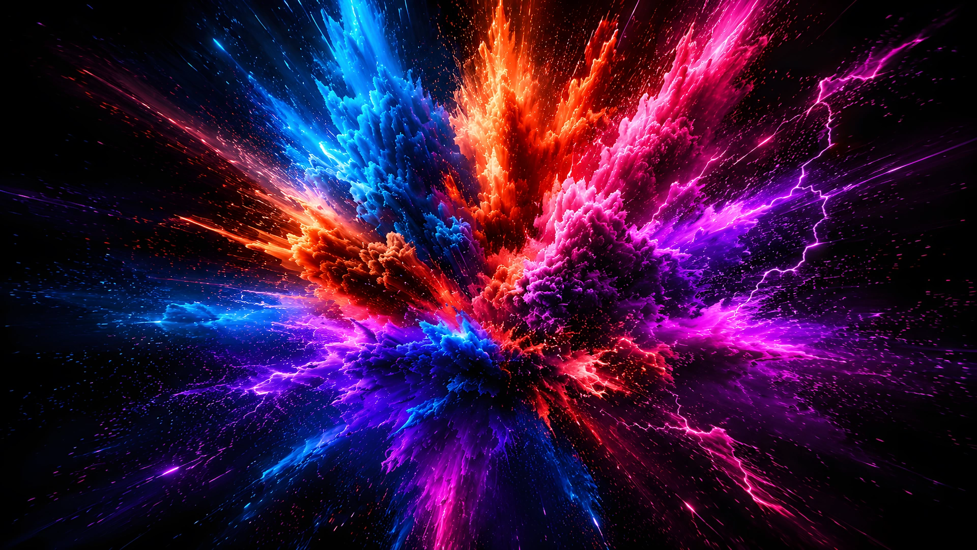Abstract Neon Powder Explosion Dark 4K - Free 4K desktop Wallpaper