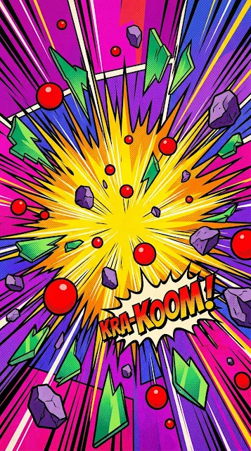 Abstract Comic Book Style Explosion with Colorful Debris - Free 4K & 8K mobile Wallpaper