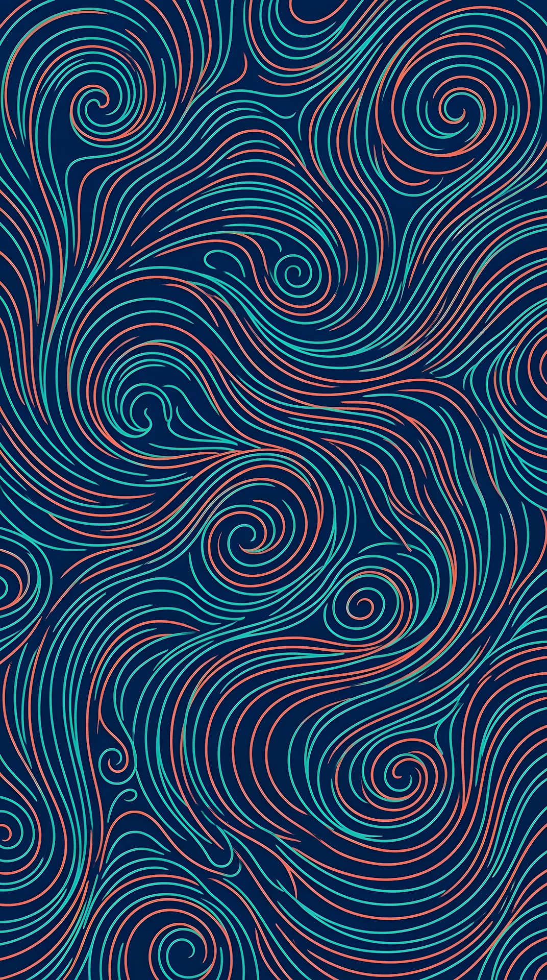 Abstract Contour Lines Mimicking Ocean Currents in Turquoise and Coral - Free 4K mobile Wallpaper