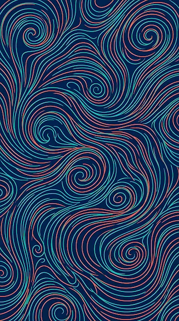 Abstract Contour Lines Mimicking Ocean Currents in Turquoise and Coral - Free mobile Wallpaper