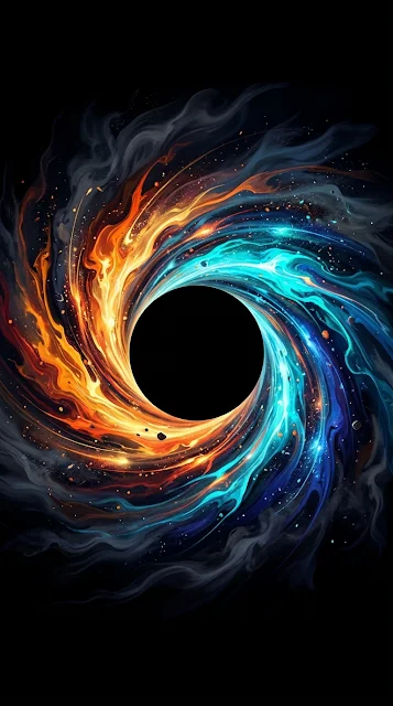 Abstract Cosmic Colorful Fluid Swirl Portal on Black Wallpaper - Free 4K & 8K mobile Wallpaper
