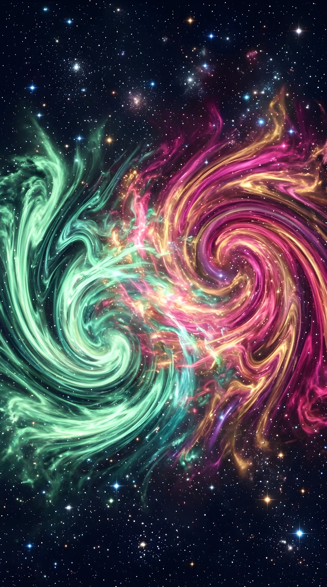 Abstract Cosmic Design with Swirling Mint and Magenta Celestial Colors - Free 4K mobile Wallpaper
