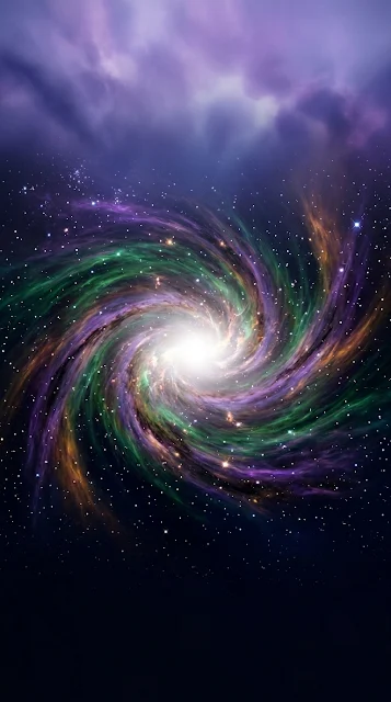 Abstract Cosmic Vista Emerald Violet Space Nebula Wallpaper - Free 4K & 8K mobile Wallpaper