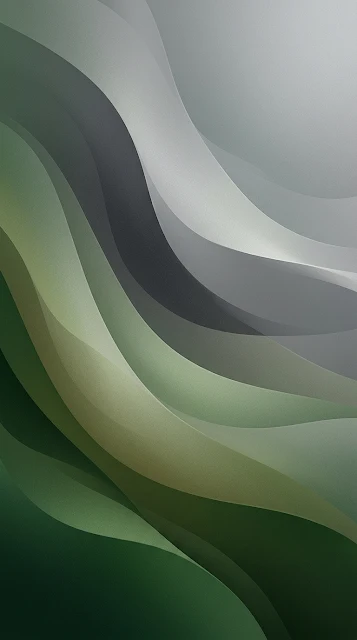 Abstract Curved Layers in Forest Green and Gray Gradient - Free 4K & 8K mobile Wallpaper