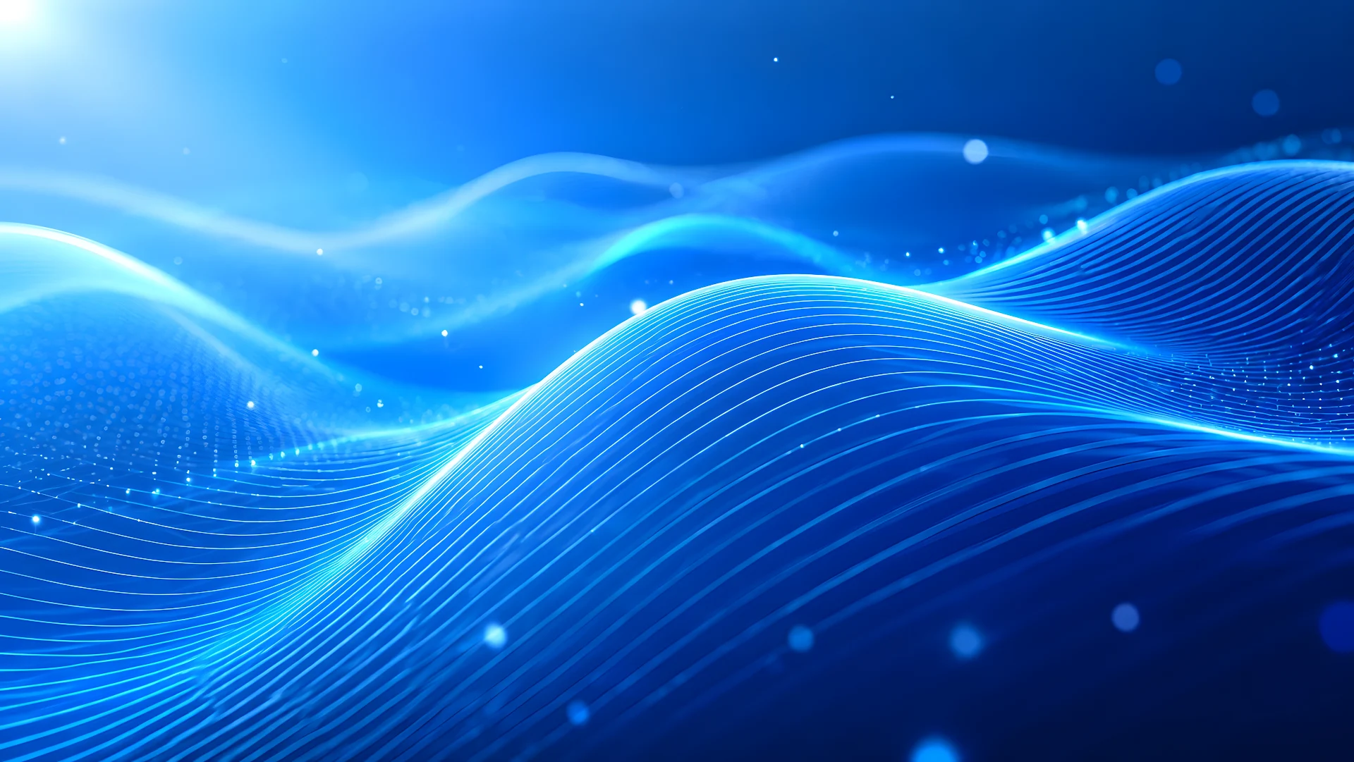 Abstract Cyan and Blue Fiber Optic Data Wave Lines - Free 4K desktop Wallpaper