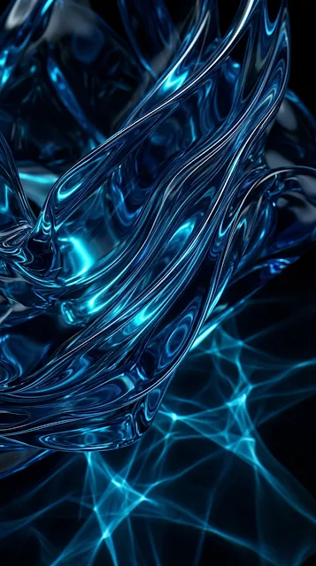 Abstract Deep Blue Glass Folds with Sharp Light Refractions - Free 4K & 8K mobile Wallpaper