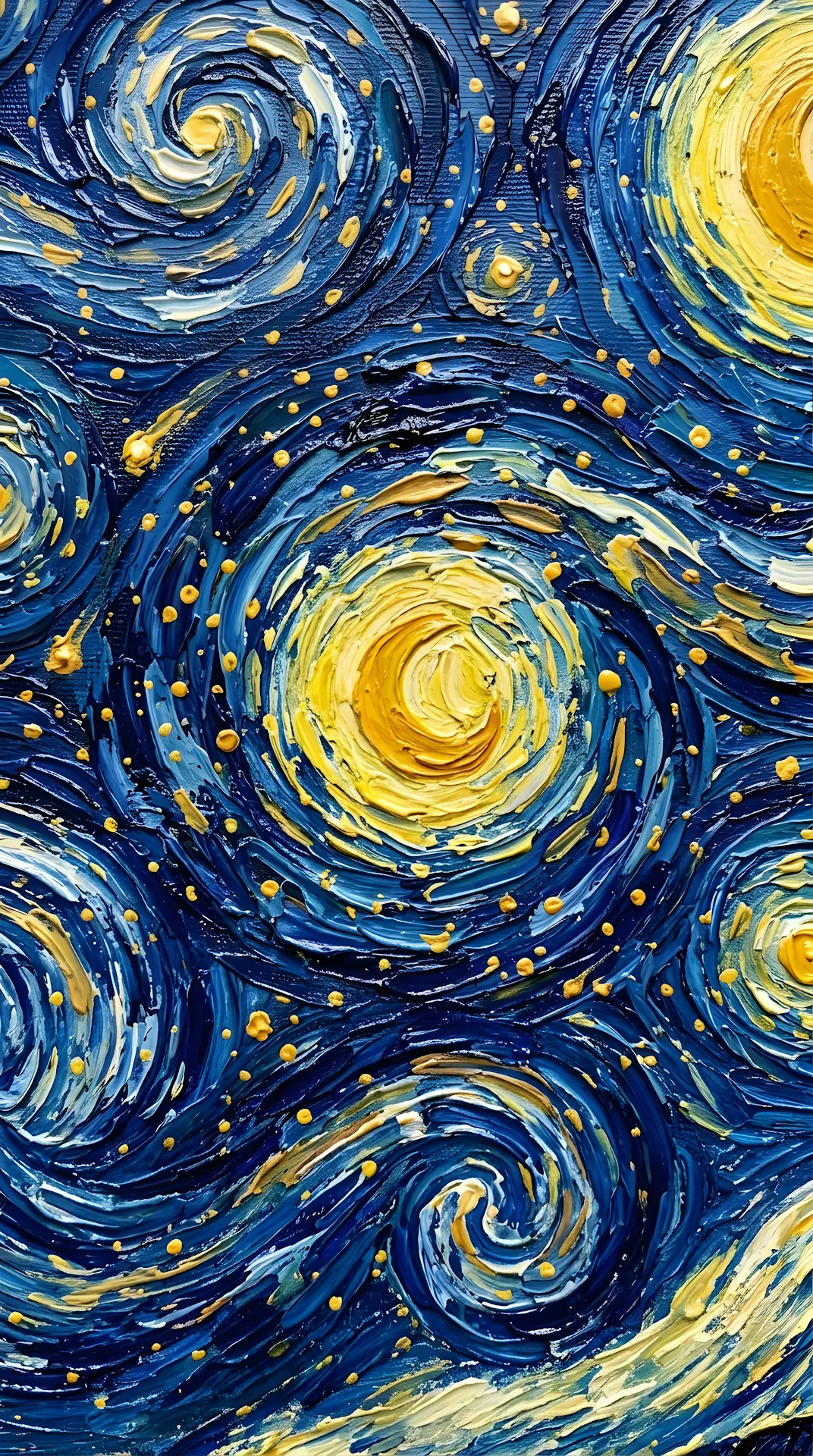 Abstract Digital Painting of Swirling Blue and Yellow Oil Brushstrokes - Free 4K mobile Wallpaper