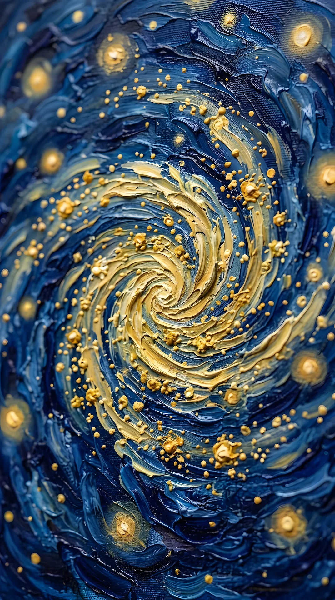 Abstract Digital Painting of Swirling Blue and Yellow Oil Brushstrokes - Free 4K mobile Wallpaper