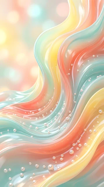 Abstract Digital Painting of Glossy Fluid Pastel Waves - Free mobile Wallpaper