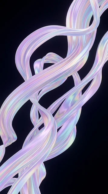 Abstract Floating Holographic Ribbons in Dark Space - Free 4K & 8K mobile Wallpaper