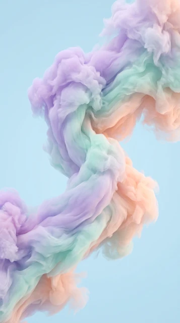 Abstract Floating Pastel Cloud Form in Lavender and Mint - Free 4K & 8K mobile Wallpaper