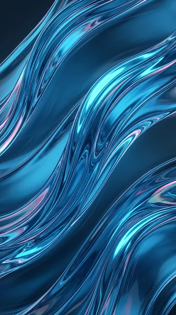 Abstract Flowing Blue Glass Waves with Iridescent Highlights - Free 4K & 8K mobile Wallpaper