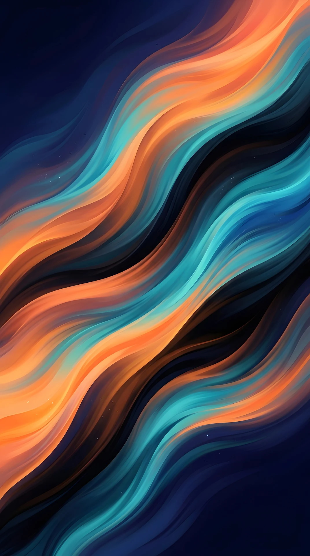 Abstract Flowing Wave Gradient in Orange, Teal, and Black - Free 4K mobile Wallpaper