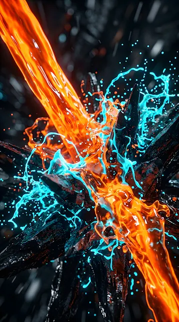 Abstract Fluid Dynamics Molten Neon 3D Render - Free mobile Wallpaper