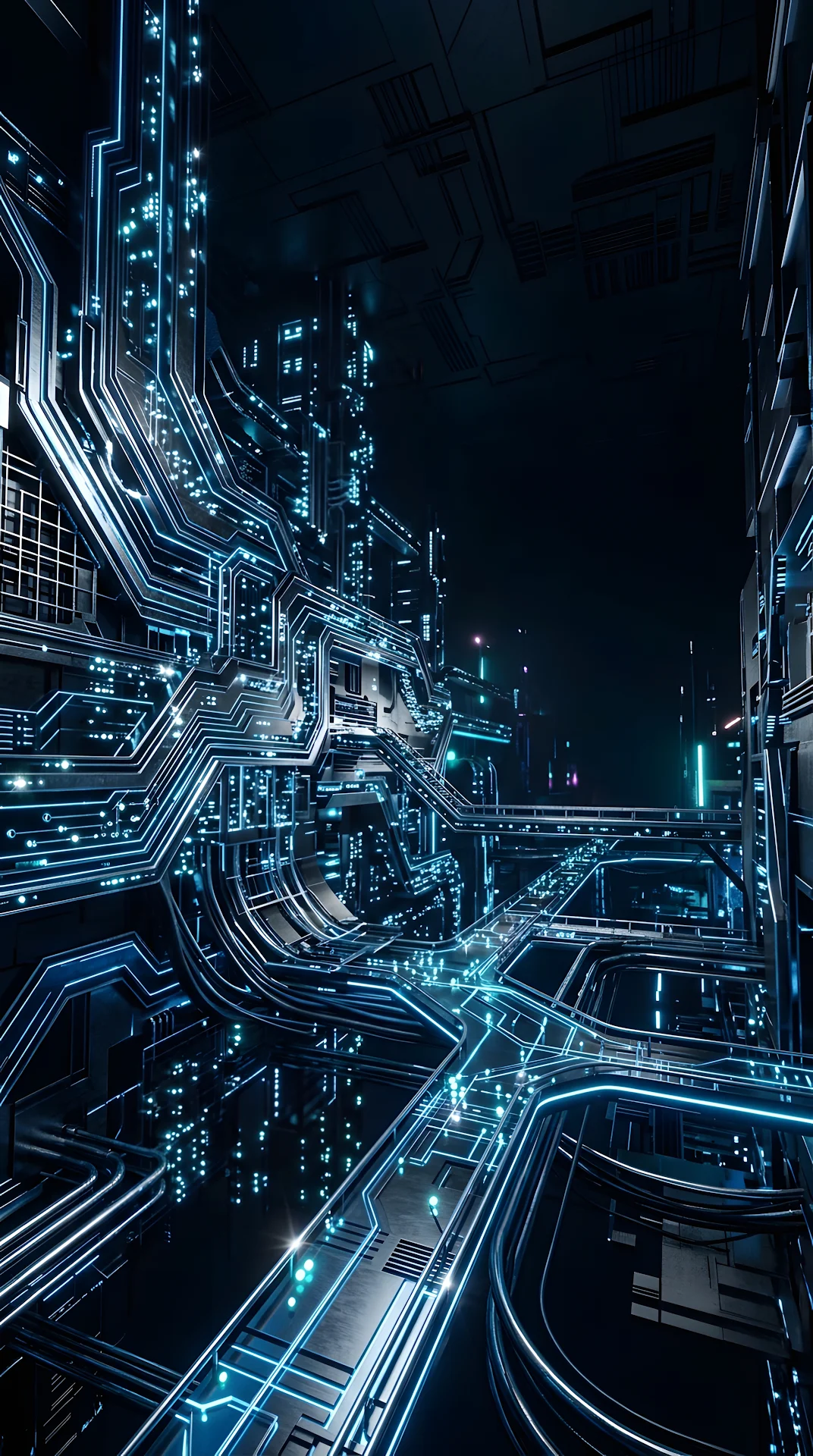 Abstract Futuristic Cybernetic Circuit Pattern - Free 4K mobile Wallpaper