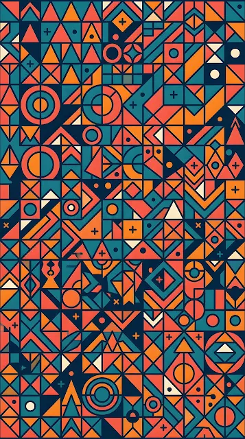 Abstract Geometric Seamless Pattern with Colorful Shapes on Dark Background - Free mobile Wallpaper