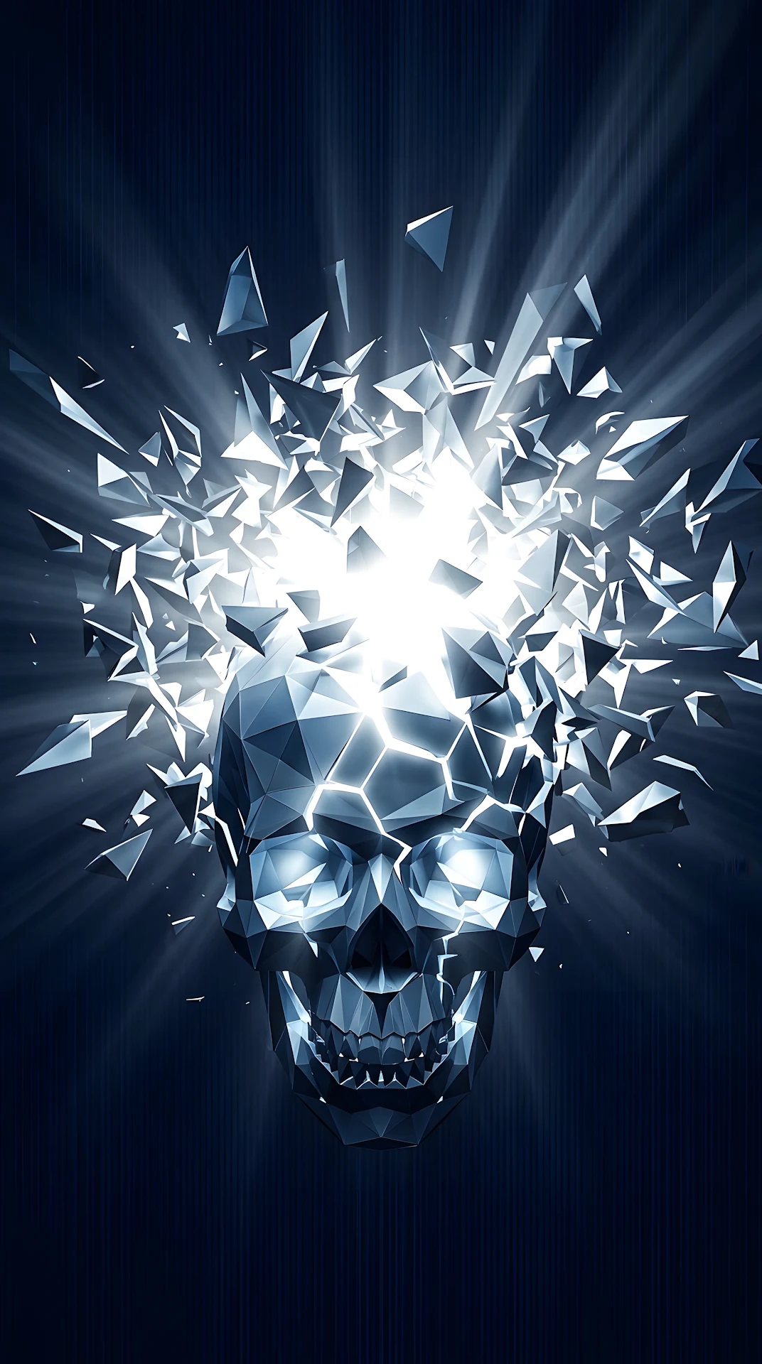 Abstract Geometric Shattered Skull 3D Render - Free 4K mobile Wallpaper