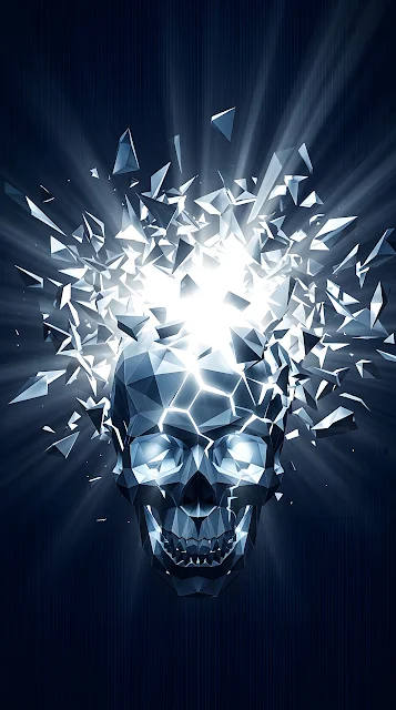 Abstract Geometric Shattered Skull 3D Render - Free mobile Wallpaper