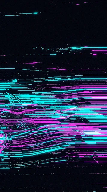 Abstract Glitch Art Horizon with Digital Static and Neon Slits - Free 4K & 8K mobile Wallpaper