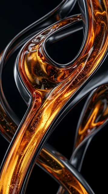 Abstract Glossy Orange Fluid in Glass Macro Render - Free 4K & 8K mobile Wallpaper