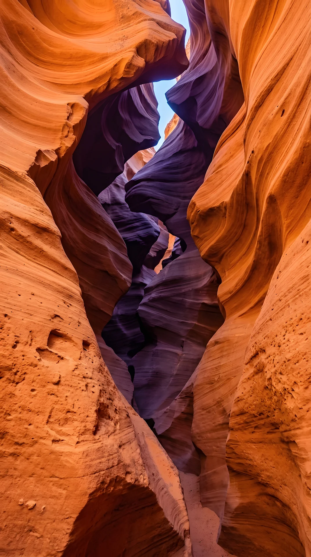 Abstract Interior of a Slot Canyon with Wavy Sandstone Walls - Free 4K mobile Wallpaper