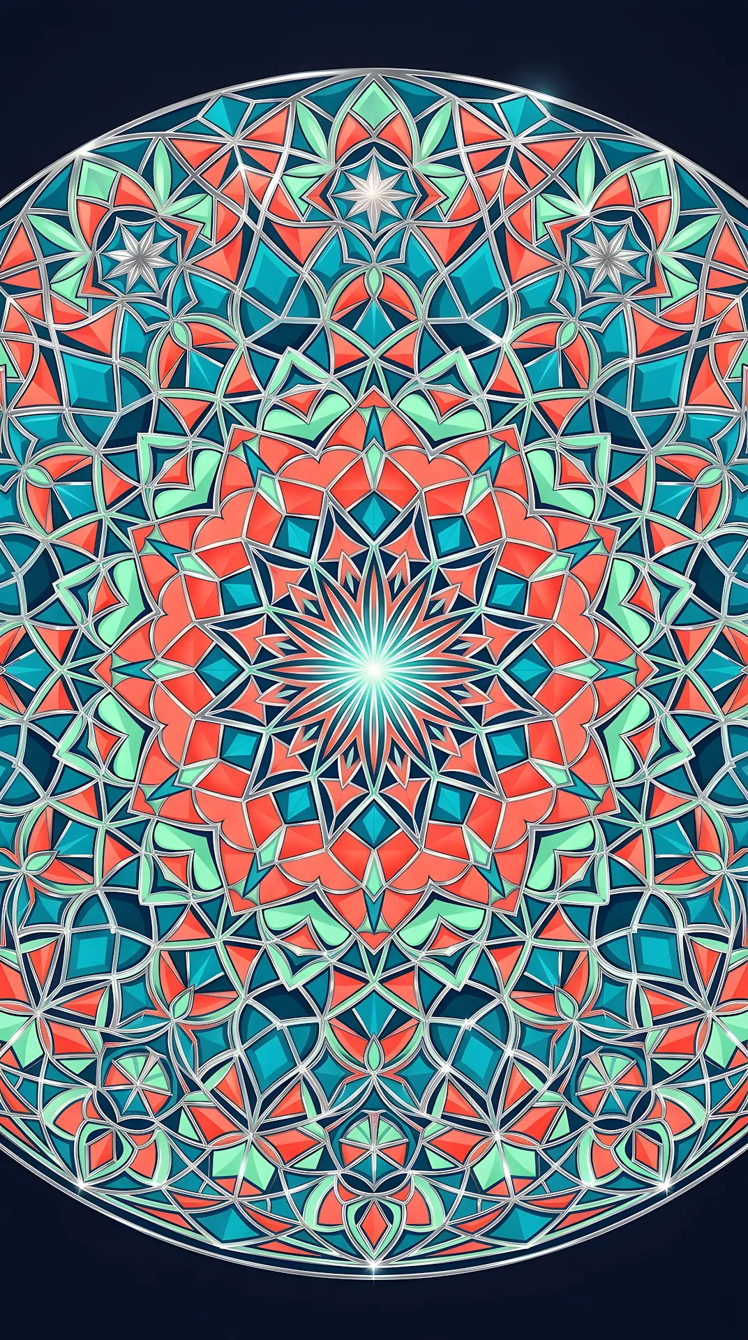 Abstract Intertwined Geometric Shapes with Turquoise and Silver - Free 4K mobile Wallpaper