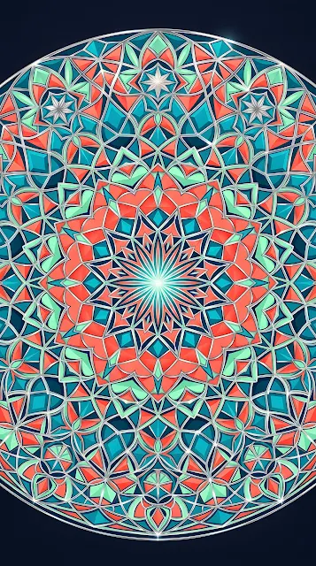 Abstract Intertwined Geometric Shapes with Turquoise and Silver - Free mobile Wallpaper