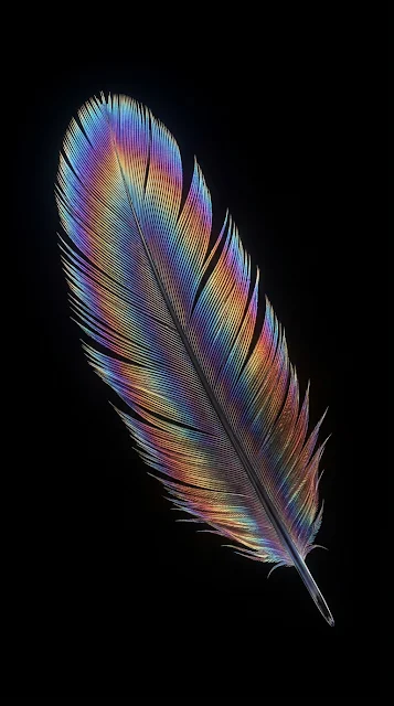 Abstract Iridescent Feather 3D Render with Micro Detail - Free 4K & 8K mobile Wallpaper