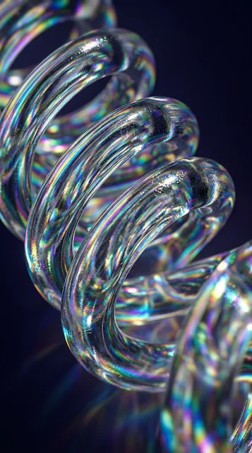 Abstract Iridescent Glass Spiral with Rainbow Light Refraction - Free 4K & 8K mobile Wallpaper