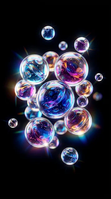Abstract Iridescent Glass Spheres with Liquid Fluid Motion - Free 4K & 8K mobile Wallpaper