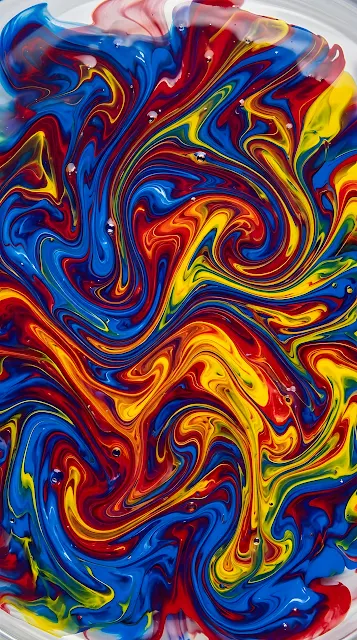 Abstract Macro Photography Of Swirling Colorful Fluid Paint - Free mobile Wallpaper
