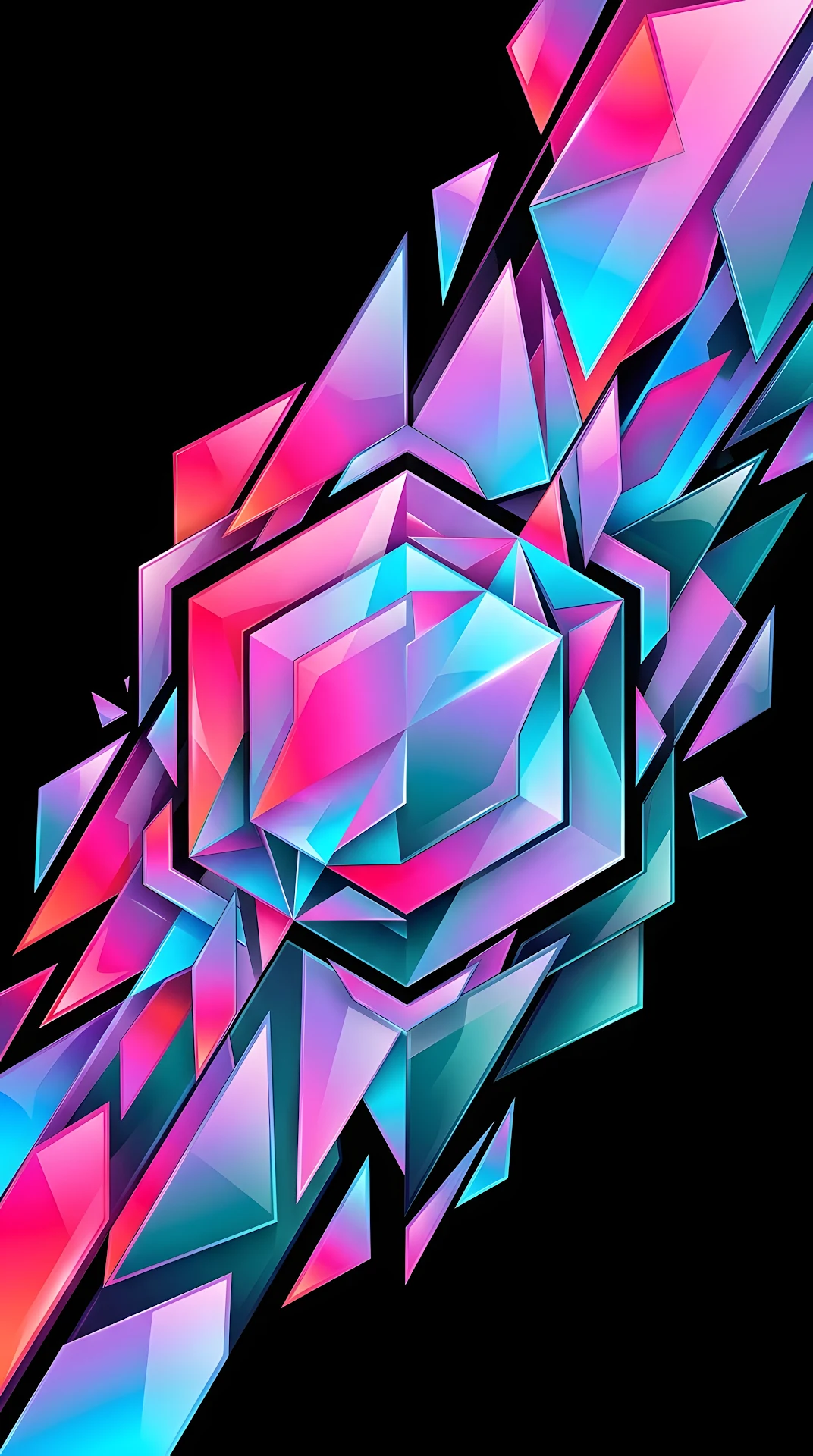 Abstract Modern Polygonal Shapes with Pink and Cyan Gradients - Free 4K mobile Wallpaper