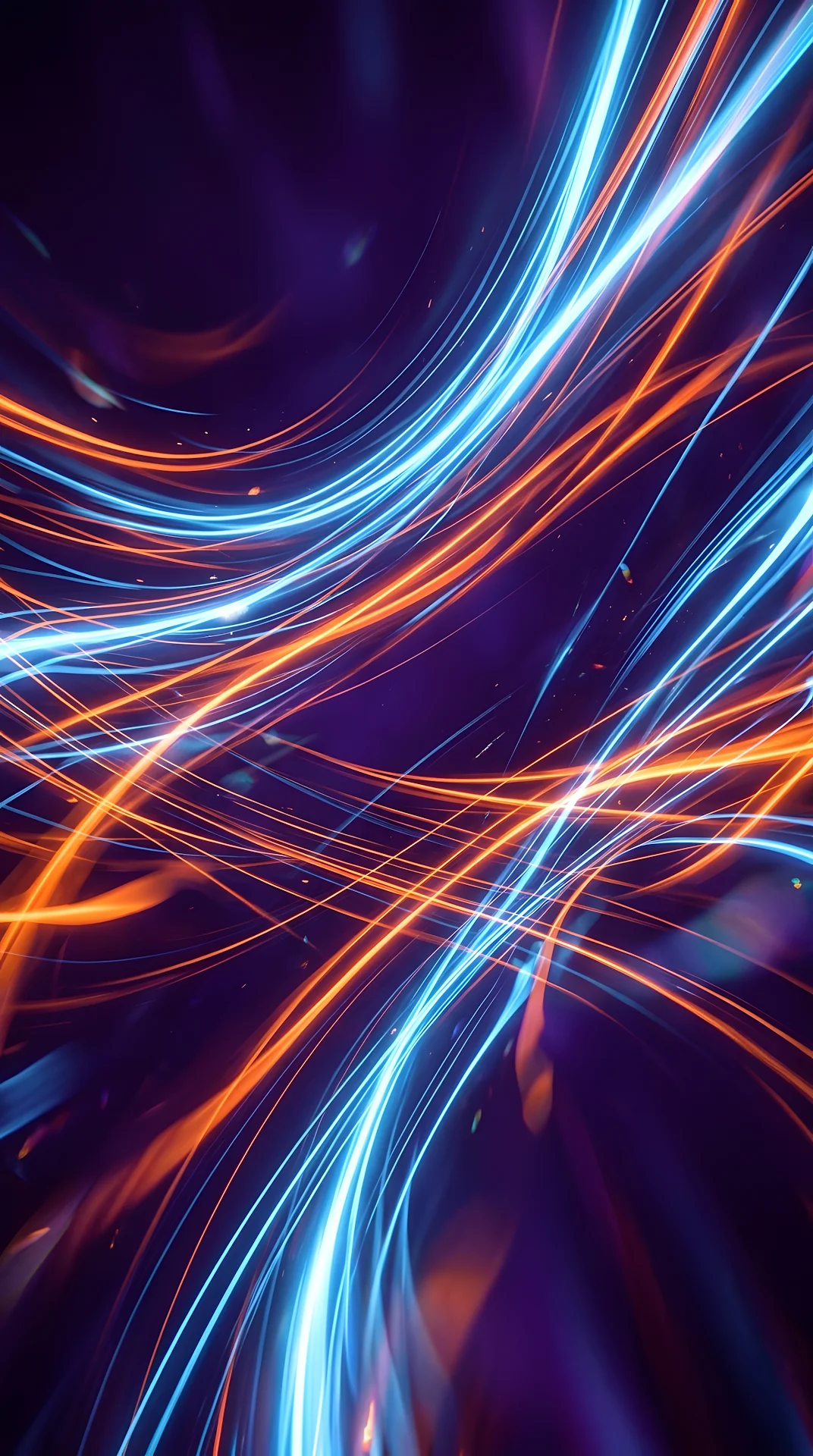Abstract Neon Light Streaks with Purple Blue and Orange Glow - Free 4K mobile Wallpaper