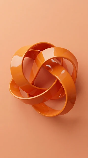 Abstract Orange Glossy Loop Ribbon on Peach Background - Free 4K & 8K mobile Wallpaper