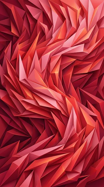 Abstract Origami Geometric Layers in Red and Orange Shades - Free 4K & 8K mobile Wallpaper