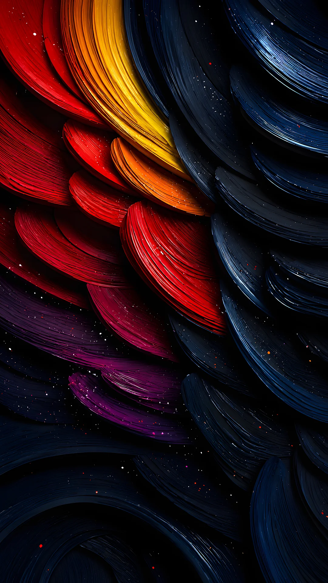 Abstract rainbow dynamic textured paint stroke layers background - Free 4K mobile Wallpaper