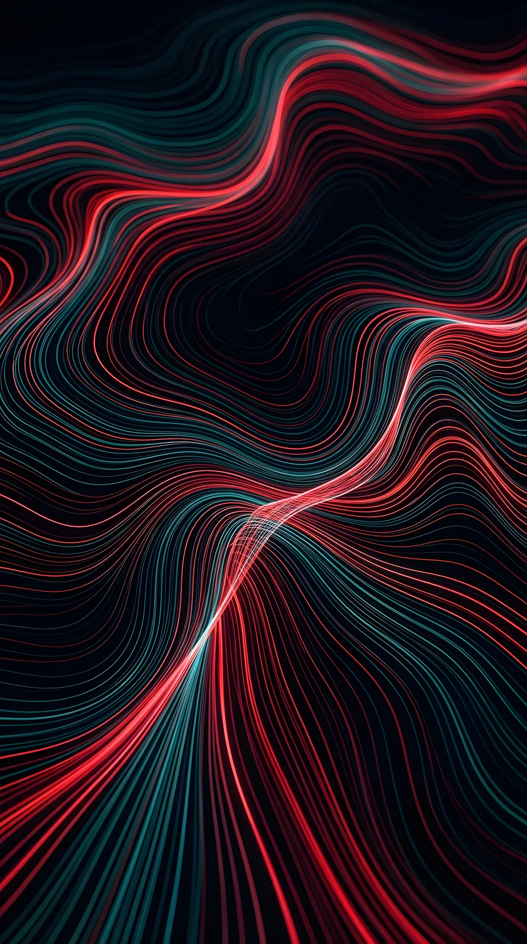 Abstract Red and Blue Kinetic Wave Line Art on Black - Free 4K mobile Wallpaper