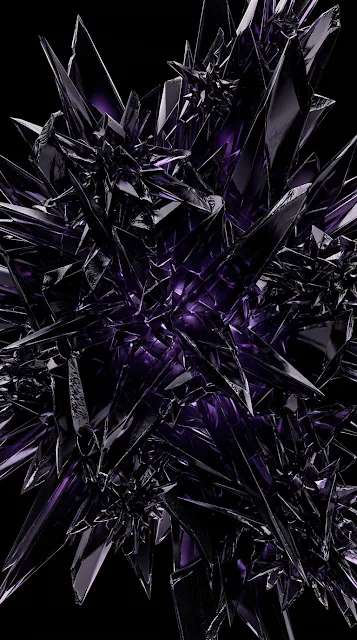Abstract Sharp Obsidian Glass Shards in Fractal Arrangement - Free 4K & 8K mobile Wallpaper