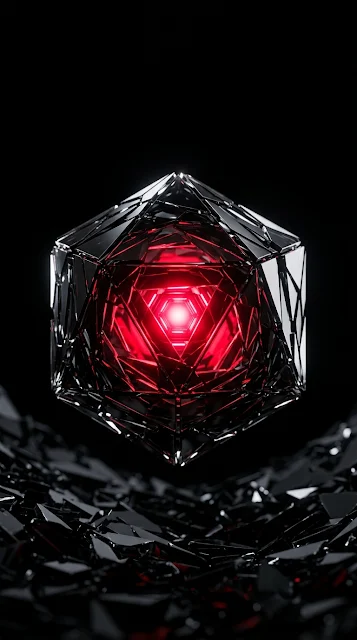 Abstract Shattered Obsidian Crystal Die Red LED Core Wallpaper - Free 4K & 8K mobile Wallpaper